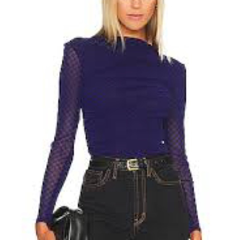 Enza Costa Mech Twist Top Black and Blue Checker Women's Mesh Top